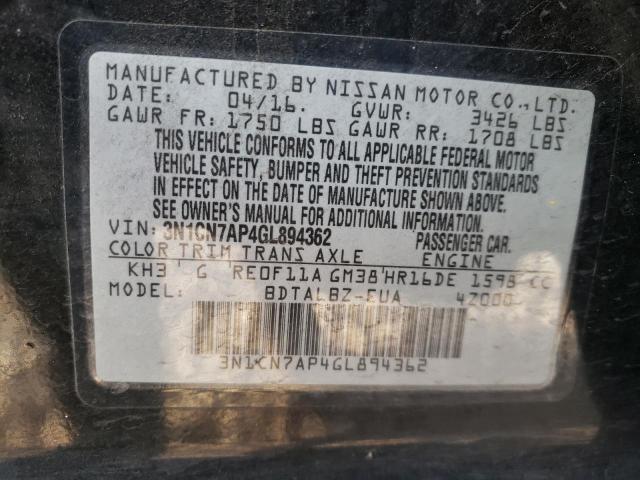 Photo 10 from auction – 2016 NISSAN VERSA S with VIN 3N1CN7AP4GL894362