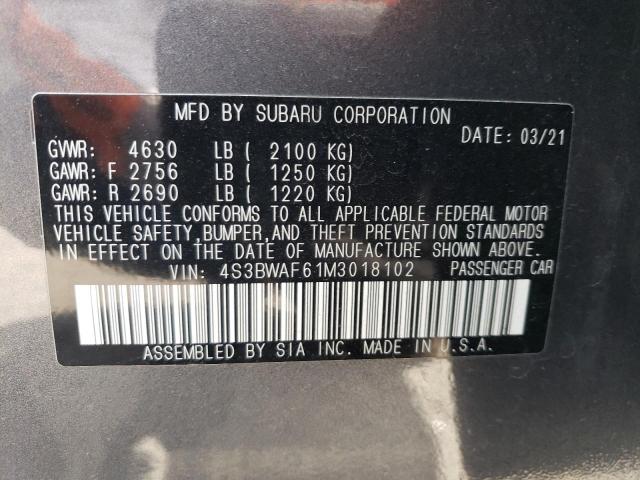 Photo 10 from auction – 2021 SUBARU LEGACY PRE with VIN 4S3BWAF61M3018102