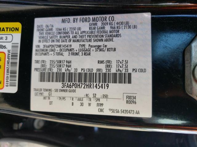 Photo 10 from auction – 2017 FORD FUSION SE with VIN 3FA6P0H72HR145419
