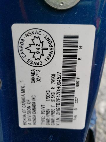 Photo 10 from auction – 2013 HONDA CIVIC LX with VIN 2HGFB2F47DH004527