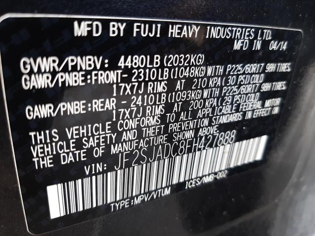 Photo 10 from auction – 2015 SUBARU FORESTER 2 with VIN JF2SJADC8FH427888