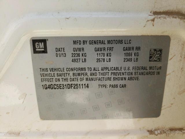 Photo 10 from auction – 2013 BUICK LACROSSE with VIN 1G4GC5E31DF251114