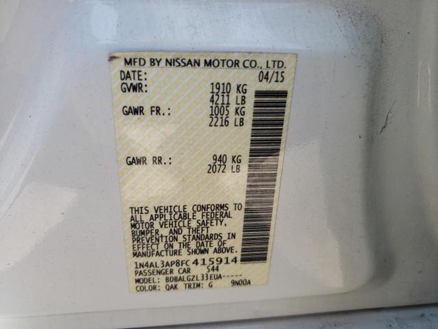 Photo 10 from auction – 2015 NISSAN ALTIMA 2.5 with VIN 1N4AL3AP8FC415914
