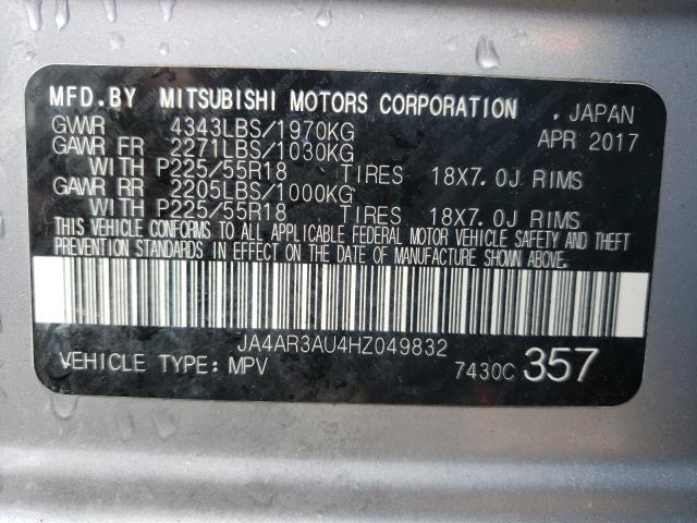 Photo 10 from auction – 2017 MITSUBISHI OUTLANDER with VIN JA4AR3AU4HZ049832