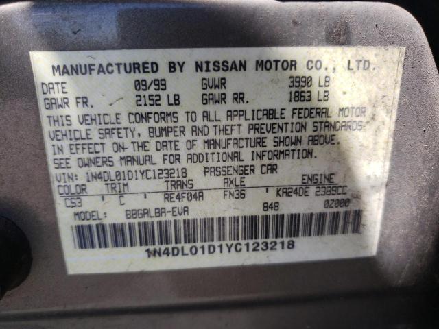 Photo 10 from auction – 2000 NISSAN ALTIMA XE with VIN 1N4DL01D1YC123218