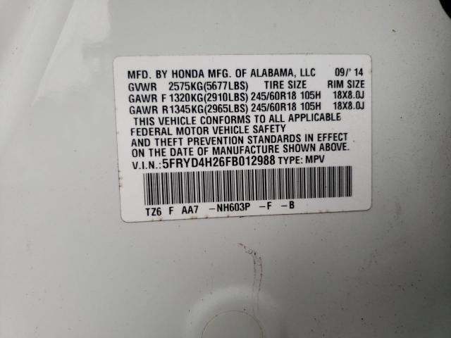 Photo 10 from auction – 2015 ACURA MDX with VIN 5FRYD4H26FB012988