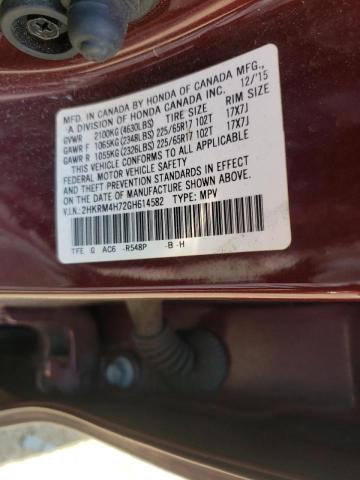 Photo 10 from auction – 2016 HONDA CR-V EXL with VIN 2HKRM4H72GH614582