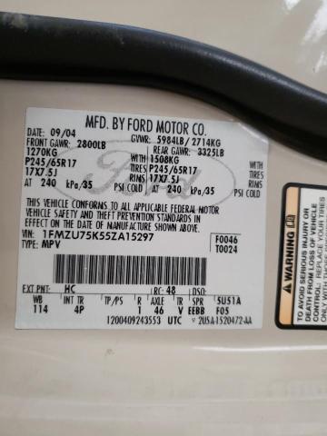 Photo 10 from auction – 2005 FORD EXPL LTD with VIN 1FMZU75K55ZA15297