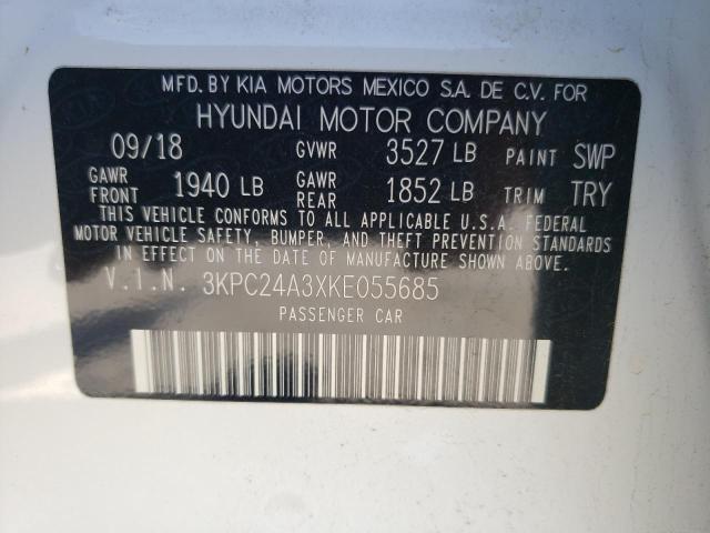 Photo 10 from auction – 2019 HYUNDAI ACCENT SE with VIN 3KPC24A3XKE055685