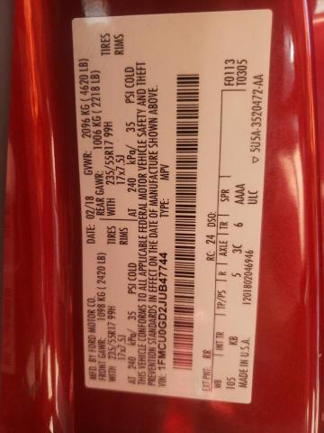 Photo 10 from auction – 2018 FORD ESCAPE SE with VIN 1FMCU0GD2JUB47744