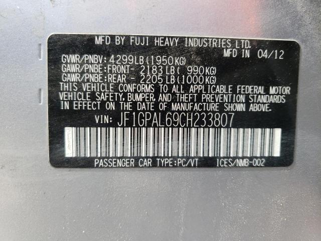 Photo 10 from auction – 2012 SUBARU IMPREZA SP with VIN JF1GPAL69CH233807