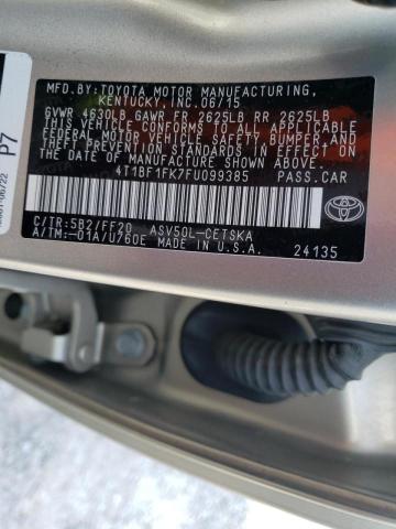 Photo 10 from auction – 2015 TOYOTA CAMRY LE with VIN 4T1BF1FK7FU099385