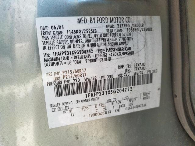 Photo 10 from auction – 2005 FORD FIVE HUNDR with VIN 1FAFP231X5G204752