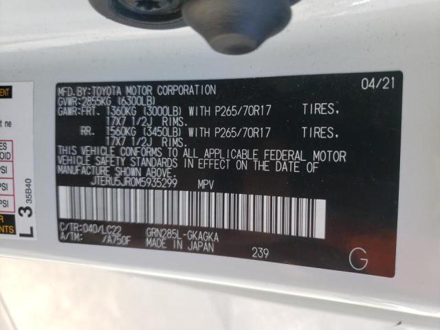 Photo 10 from auction – 2021 TOYOTA 4RUNNER SR with VIN JTERU5JR0M5935299