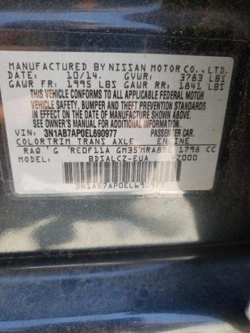 Photo 10 from auction – 2014 NISSAN SENTRA S with VIN 3N1AB7AP0EL690977