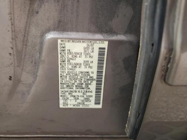 Photo 10 from auction – 2008 NISSAN PATHFINDER with VIN 5N1BR18B28C612846