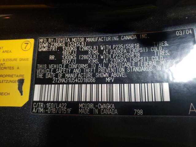 Photo 10 from auction – 2004 LEXUS RX 330 with VIN 2T2HA31U54C018066