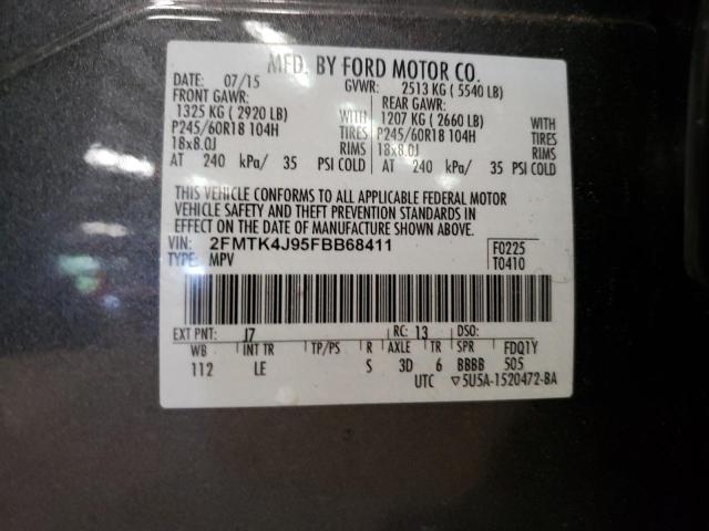 Photo 10 from auction – 2015 FORD EDGE SEL with VIN 2FMTK4J95FBB68411