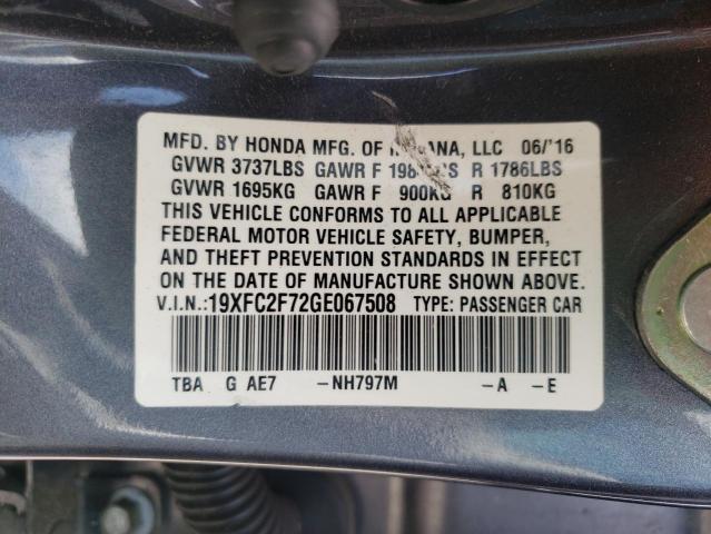 Photo 10 from auction – 2016 HONDA CIVIC EX with VIN 19XFC2F72GE067508