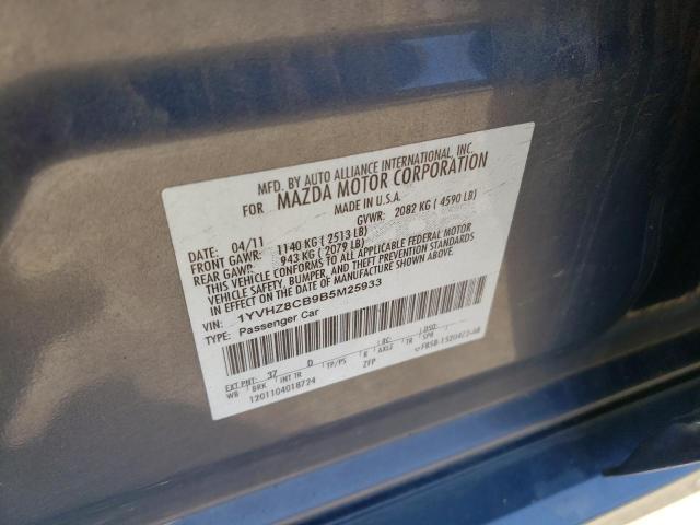 Photo 10 from auction – 2011 MAZDA 6 S with VIN 1YVHZ8CB9B5M25933
