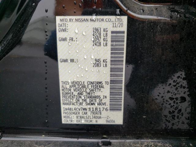 Photo 10 from auction – 2021 NISSAN ALTIMA SR with VIN 1N4BL4CV7MN318176