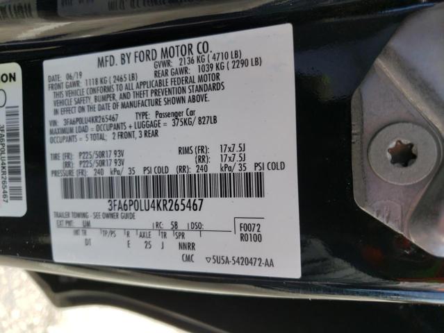 Photo 10 from auction – 2019 FORD FUSION SE with VIN 3FA6P0LU4KR265467
