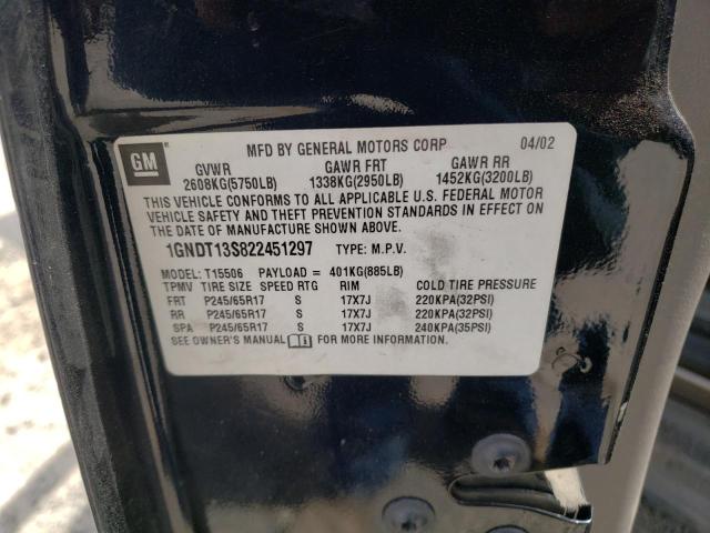 Photo 10 from auction – 2002 CHEVROLET TRAILBLAZE with VIN 1GNDT13S822451297