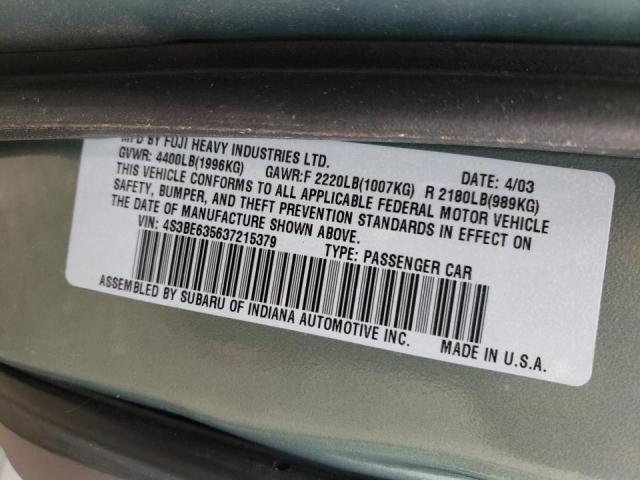 Photo 10 from auction – 2003 SUBARU LEGACY L with VIN 4S3BE635637215379