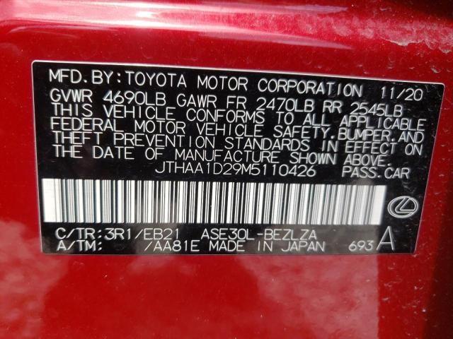 Photo 10 from auction – 2021 LEXUS IS 300 with VIN JTHAA1D29M5110426