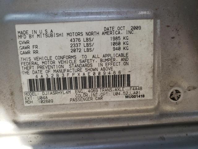 Photo 10 from auction – 2010 MITSUBISHI GALANT ES with VIN 4A32B3FFXAE009466