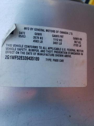 Photo 10 from auction – 2003 CHEVROLET IMPALA with VIN 2G1WF52E339435189