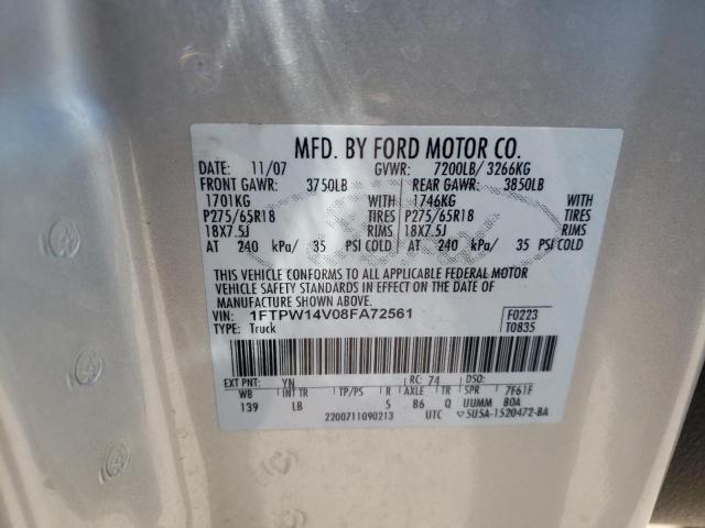 Photo 10 from auction – 2008 FORD F150 SUPER with VIN 1FTPW14V08FA72561