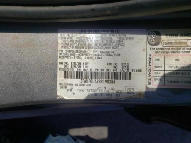 Photo 10 from auction – 2011 FORD FUSION SE with VIN 3FAHP0HA9BR190384