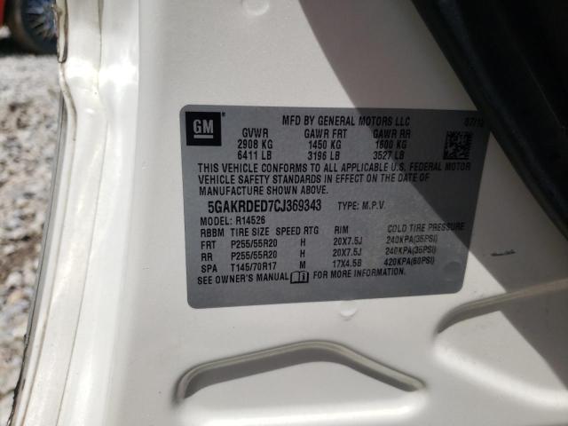 Photo 10 from auction – 2012 BUICK ENCLAVE with VIN 5GAKRDED7CJ369343
