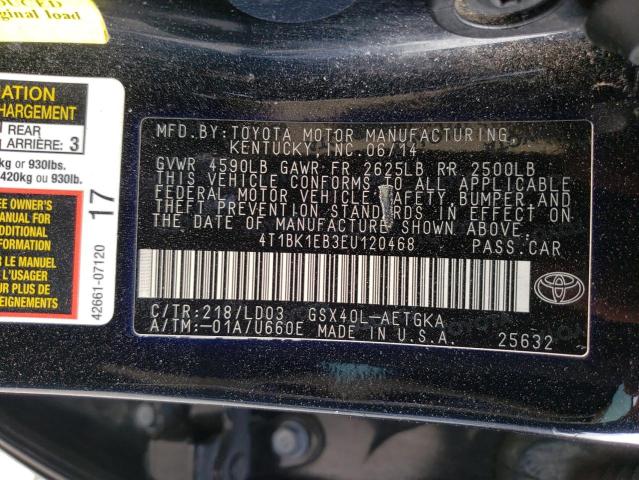 Photo 10 from auction – 2014 TOYOTA AVALON BAS with VIN 4T1BK1EB3EU120468