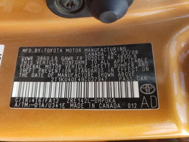 Photo 10 from auction – 2009 TOYOTA COROLLA MA with VIN 2T1KU40E49C027947