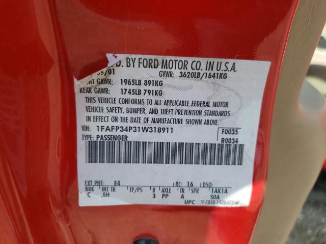 Photo 10 from auction – 2001 FORD FOCUS with VIN 1FAFP34P31W318911