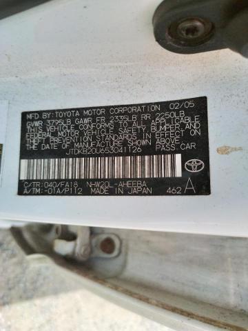 Photo 10 from auction – 2005 TOYOTA PRIUS with VIN JTDKB20U653041126