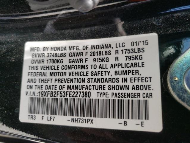 Photo 10 from auction – 2015 HONDA CIVIC LX with VIN 19XFB2F53FE227380