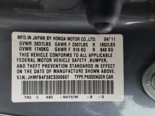 Photo 10 from auction – 2012 HONDA CIVIC HYBR with VIN JHMFB4F38CS000607