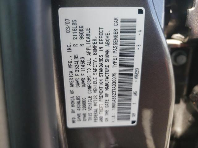 Photo 10 from auction – 2007 ACURA TL with VIN 19UUA66237A030075