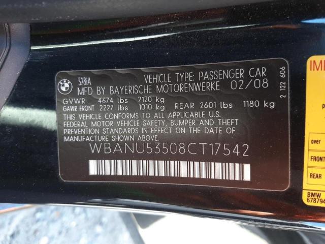 Photo 10 from auction – 2008 BMW 528 I with VIN WBANU53508CT17542