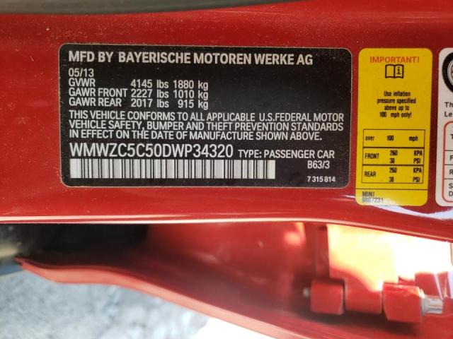 Photo 10 from auction – 2013 MINI COOPER S C with VIN WMWZC5C50DWP34320