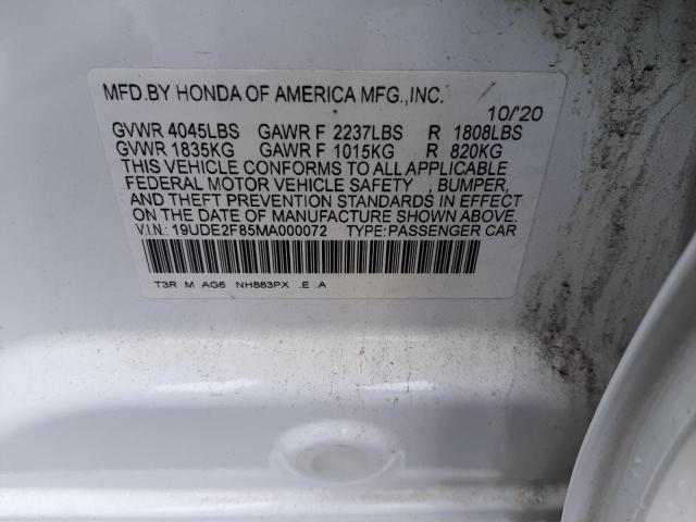 Photo 10 from auction – 2021 ACURA ILX PREMIU with VIN 19UDE2F85MA000072