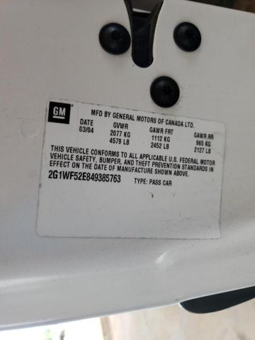 Photo 10 from auction – 2004 CHEVROLET IMPALA with VIN 2G1WF52E849385763