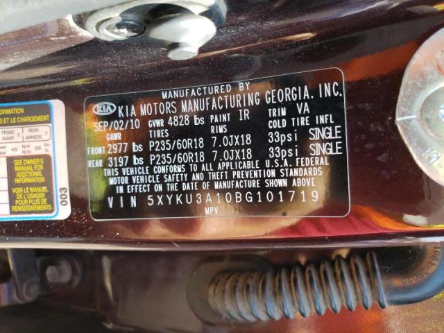 Photo 10 from auction – 2011 KIA SORENTO EX with VIN 5XYKU3A10BG101719
