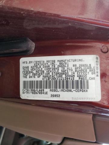 Photo 10 from auction – 2001 TOYOTA CAMRY LE with VIN 4T1BF28KX1U130415