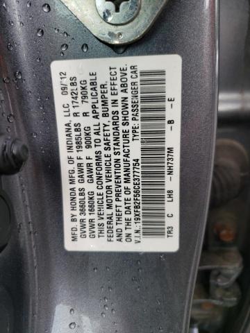 Photo 10 from auction – 2012 HONDA CIVIC LX with VIN 19XFB2F56CE377754