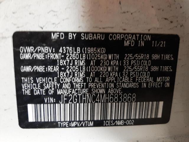 Photo 10 from auction – 2021 SUBARU CROSSTREK with VIN JF2GTHNC4MH683868