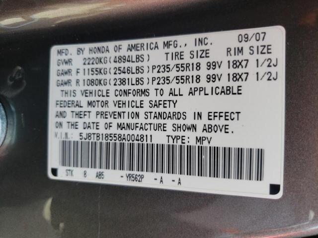 Photo 10 from auction – 2008 ACURA RDX TECHNO with VIN 5J8TB18558A004811